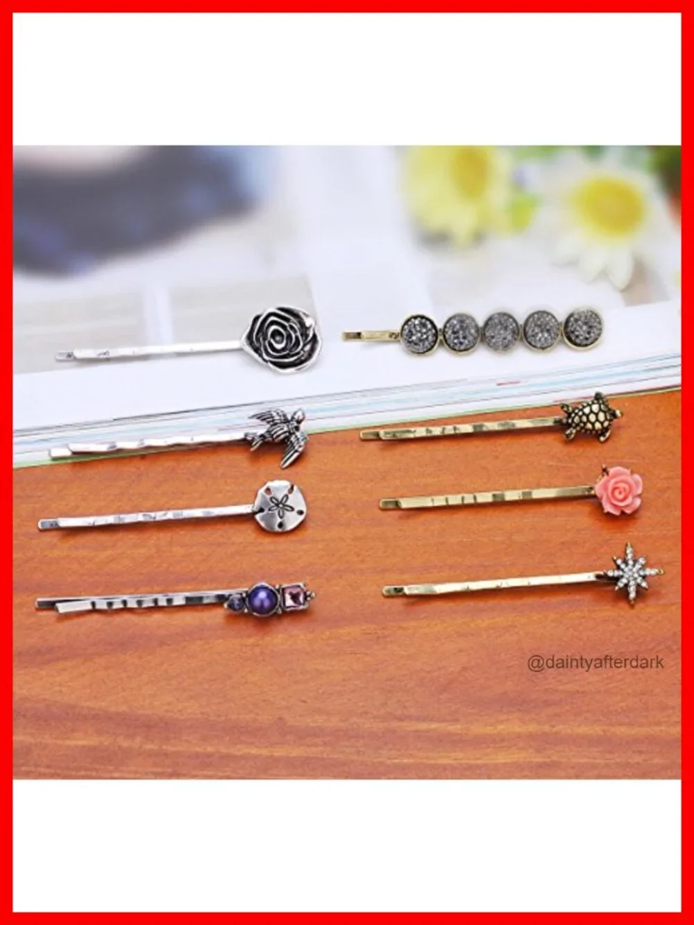 Vintage Alloy Mixed Hair Bobby Pins, 10 Pcs No Repeat